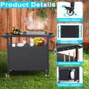 COZEER Outdoor Grill Table with Storage, Movable BBQ Grill Cart, Outdoor Kitchen Prep Station, Rolling Bar Serving Cart with Utensil Hooks, Blackstone Griddle Stand