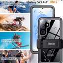 Temdan Compatible with Samsung Galaxy S25 Case Waterproof with Belt Clip Holster, Built-in Lens & Screen Protector Military Grade Shockproof Dropproof IP68 Underwater Full Body Phone Case
