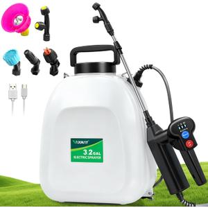 VAXMAY Battery Powered Sprayer 3.2 Gallon, Backpack Sprayer with 3 Adjustable Forces, Battery Indicator, 5 Mist Nozzles, 41" Retractable Wand, USB Rechargeable Garden Sprayer for Weed Lawn Yard
