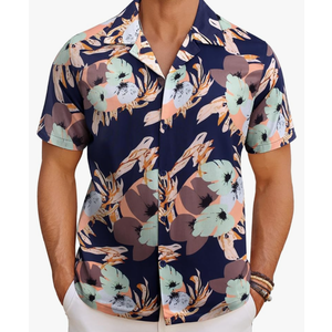 Mens Hawaiian Short Sleeve Shirt Casual Button Down Summer Beach Vacation Shirt Tropical Floral Aloha Shirts Size XL