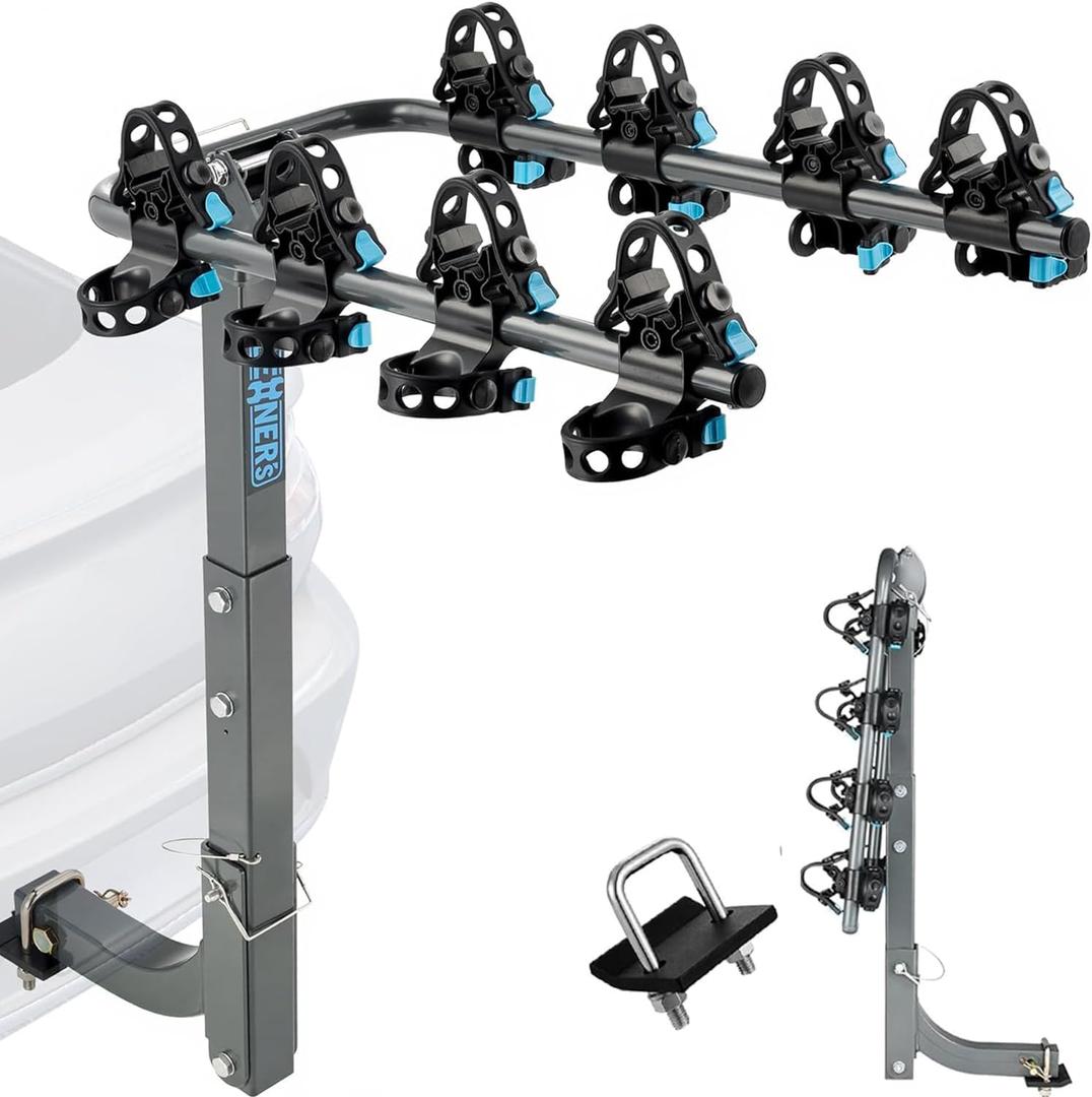 Upgrade 2.0 Hitch Bike Rack  Heavy-Duty Dual Locking, 240LBS Max Load | Hanging Bike Carrier for Car, SUV, Truck & RV with 2 Receiver, High-Strength Double Arms for Enhanced Stability