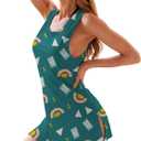 YYA Pattern Sleeveless Nightgowns for Women Tank Sleep Shirts Chemise Night Lingerie Dress S (Green Print)
