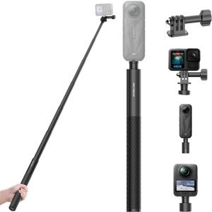 REYGEAK 51 Inch Invisible Selfie Stick for Insta360 X5,Extension Selfie Pole with 1/4 and Dual-Claws,Aluminum Long Monopod for GoPro/Osmo360/Action 6/5 Pro/4/3/Pocket 3 Accessories