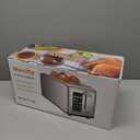 Mecity 4 Slice Toaster with Touchscreen Long Slot, Stainless Steel Smart Bread Toaster for Bagel Muffin Waffle Gluten Free Breads, Timer, Defrost, Reheat, 120V 1400W