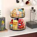 Snack Organizer - Versatile Snack Storage 2 Tier Lazy Susan with Convenient Grab-and-Go Design, Wood and Metal Snack Holder for Home, Office, Breakroom, 12.13" L x 12.13" W x 12.56" H