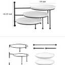 Kanwone 3 Tiered Serving Stand with White Porcelain Plates, 10" Round Tray, Dessert Table Display Set, Black Metal Stand, Versatile & Durable