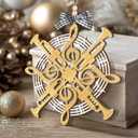 3 x Trumpet Ornament 2025, Musical Christmas Decor, Wooden Ornaments for Christmas Decorations, Trumpet Ornaments Gifts for Players, Men, Teen Boys, Girls