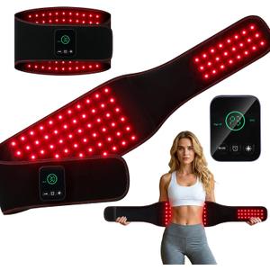 Red Light Therapy Belt for Body Back & Abdomen, 5000mAh Cordless Infrared Waist Wrap with 3 Red Light & 3 Pulse Model, Adjustable & Portable for Wellness/Relaxation