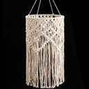 Boao Boho Hanging Lamp Shade Macrame Lamp Shade Light Cover Pendant Ceiling Decor for Living Room, Bedroom and Bathroom, Warm White, Bulb Not Included