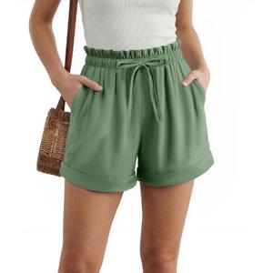 TCHH-DayUp Women‘s High Waisted Elastic Waist Shorts with Pockets - Lightweight Summer Beach Casual Lounge Drawstring Shorts (Teal)