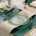 Icicles Plates Green Gold Rim Combo 7"+10" Case of 96 (4 packs x 24)