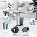 PZOTRUF Automatic Soap Dispenser, Touchless Dish Soap Dispenser 17oz/500ml with Upgraded Infrared Sensor, 5 Adjustable Soap Dispensing Levels, Liquid Hand Dispenser for Bathroom (Silver Set)