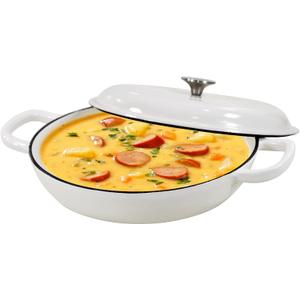 Cast Iron Dutch Oven 3.8 Quart Dutch Oven Pot with lid White Heavy Duty Dutch Oven Dual Handles Porcelain Enameled Cast Iron Skillet Family or Friends Gifts