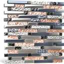 Blujellyfish Mosaic Tiles Crystal Glass Tile Rose Gold Interlocking Chrome Silver Black Ink Blue Mosaic Bath Kitchen Fireplace Decor TSTGT107 (5 Square Feet) (5 Sheets (12x12 Inches))