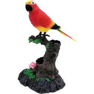 Tipmant Electronic Talking Parrots Realistic Electric Birds Toy Office Home Wall Room Table Decoration Recording Voice & Playback Kids Toys Birthday Gifts (Red)