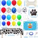 Winrayk 156Pcs Cartoon Dog Paw Birthday Party Decorations Supplies for Kids, Balloon Arch with Backdrop, Tablecloth, Large Dog Bone & Paw Print Foil Balloon, Boy Puppy Theme Birthday Party Decorations