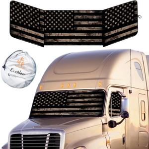 EcoNour Semi-Truck Printed Sun Shade for Windshield and Side Windows | Vintage Camo Flag 240T Sunshade to Block UV/Sun Heat Rays | Best for Semi, Commercial & Big Rig Trucks EcoNour Semi-Truck Printed Sun Shade for Windshield and Side Windows | Vintage Camo Flag 240T Sunshade to Block UV/Sun Heat Rays | Best for Semi, Commercial & Big Rig Trucks