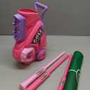 Liberry Toddler Golf Set with Putting Mat for 2 3 4 Years Old Boys Girls, Upgraded Kids Golf Cart with Unique Shoulder Strap Design, Indoor and Outdoor Golf Toys Gifts (Pink)