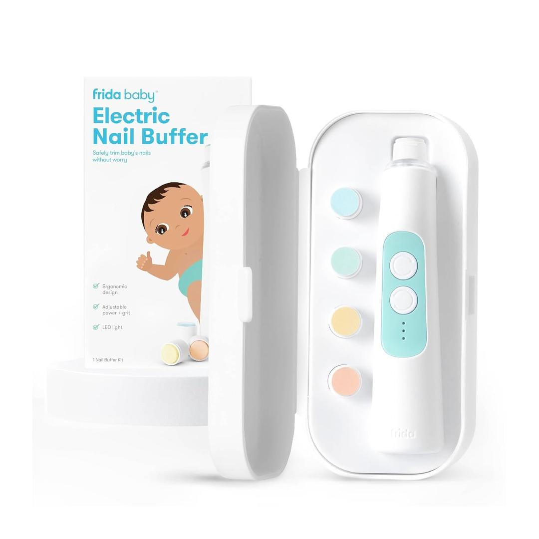 Frida Baby Electric Nail Buffer | Safe + Easy Baby Nail File, Baby Nail Clippers + Nail Trimmer Kit for Newborn, Toddler, Children's Fingernails/Toenails, 4 Buffer Pads, LED Light, Storage Case, White Frida Baby Electric Nail Buffer | Safe + Easy Baby Nail File, Baby Nail Clippers + Nail Trimmer Kit for Newborn, Toddler, Children's Fingernails/Toenails, 4 Buffer Pads, LED Light, Storage Case, White