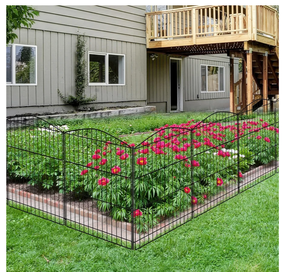 INJOPEXI Garden Fence 12 Panels 23.6ft (L)×24in (H) Decorative Garden Fences with 12 Panels Rustproof Wire No Dig Animal Barrier Fencing Dog Fence for Yard Outdoor Patio - Without Fence GateAmazon's Choice