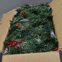 Joiedomi 9FT Christmas Garland Prelit with 50 Count String Lights, Bristle, Pine Cones, Holly Berries for Outdoor & Indoor Winter Christmas and Holidays Decorations, Plug in Lighted Pine Garland