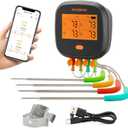 INKBIRD WiFi Meat Thermometer for Grilling, Unlimited Rang Rechargeable BBQ Thermometer APP Calibration, Temp Graph Mobile Notification, 4 Colorful Probes Food Thermometer for Pellet Smoker Oven