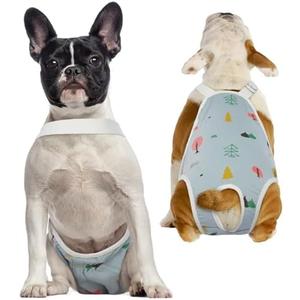 QBLEEV Dog Diapers Female Washable Sanitary Pantie with Adjustable Suspender, Reusable Doggie Diapers for Male Girl Dogs in Heat, Pet Period Panties Dog Underwear Jumpsuits for Teddy French Bulldog L