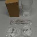 RLWY Iced Coffee Cups with Lids and Straws, 20 OZ Glass Tumbler with Straw and Lid, Clear Ribbed Glass Cups Reusable to Go Coffee Tumbler for Matcha, Smoothie, Cocktail,Latte, 4 Pcs