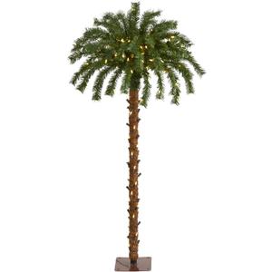 Nearly Natural 5ft. Christmas Palm Artificial Tree with 150 Warm White LED Lights