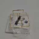 Flat Napkin Holder with Marble Base, Square Metal Kitchen Napkin Storage, Tissue Dispenser for Table (Gold)