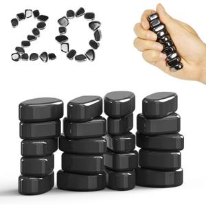 20 PCS Ferrite Putty Stones, Fidget Toys Rocks for Office Stress Anxiety Relief, Executive Desk Toys for Men Women Adults Gifts, 20 mm, Black
