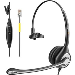 Wantek Yealink Phone Headset with Noise Canceling Mic, RJ9 Office Telephone Headsets with Mic Noise Cancelling Compatible with Yealink VoIP Phone T21P T42S T46S T48S T27G T53W T54W Grandstream Snom