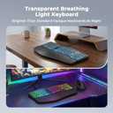 MEETION Ergonomic Keyboard Wired, 7 Colors Transparent Backlit, 4 Brightness, 1 RGB Breathing Backlit, Comfortable Wrist Rest Cushion, USB-A/USB-C Adapter Ergo Keyboard for Windows Mac Computer Laptop