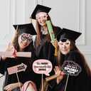 YEIRFYY 35 Pieces Pink Rose Gold Graduation Photo Booth Props Class of 2026 Graduate Photobooth Sticks Preschool Kindergarten Elementary Middle School High School Congrats Grad Party Decorations