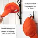 Perfect Curve Cap Rack | Over-The-Door Hat Organizer | Nine hooks holds 9-18 Caps | Baseball Cap Rack for Door | 1 Strap | Black