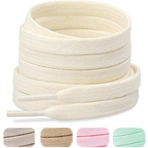 Handshop 2 Pairs Flat Athletic Shoelaces 5/16" in 40"-63" Wide Sneaker Replacement Shoe Laces