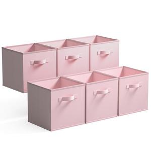 GRANNY SAYS Cube Storage, 13x13 Cube Storage Organizer Bins, Collapsible Storage Bins with Handle, Closet Storage Bins, Baskets for Shelves, Cubby Storage Organizer, Pink, 6-Pack With Lids
