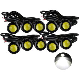 Eagle Eye LED Lights, DIY Ultra Thin 18mm Indicator Marker Light Daytime Running Lights DRL Tail Lights Fog Light Backup Light for Car Motor Motorcycle Truck Boat (BK Shell-White,10PCS)
