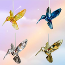 Set of 4 Dark Green Acrylic Hummingbird Suncatchers, 3D Spirit Birds Ornaments for Indoor Window, Multi-purpose Decor for Celebratory Events