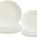 60 Pcs Cream Scalloped Paper Plates 9.5 Inch and 7.5 Inch Shell Edge Disposable Dinner Plates for Birthday Wedding Baby Shower Party Decorations