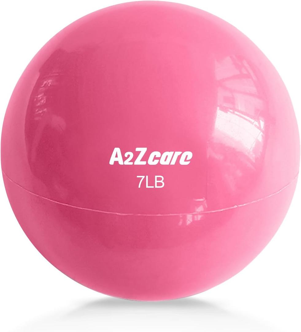 A2ZCARE Toning Ball - Weighted Toning Exercise Ball - Soft Weighted Medicine Ball for Pilates, Yoga, Physical Therapy and Fitness (F. Pink (7lbs))