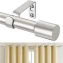 TONIAL Silver 3/4 Curtain Rods for Windows 20 to 53 Inch, Adjustable Splicing Window Curtains rod 32 to 58 Inch(2.6 to 4.8 ft), Decorative Single Drapery Rod with Modern Cap Finial