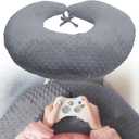 2 Pck Professional Gaming Pillow for Lap; Arm Rest Pillow Lap Pillow with Crochet Support - Eliminate Pain(Grey)