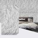 Faux Stone Wall Panel 43.3''x23.6'', Mountain Rock Design, White
