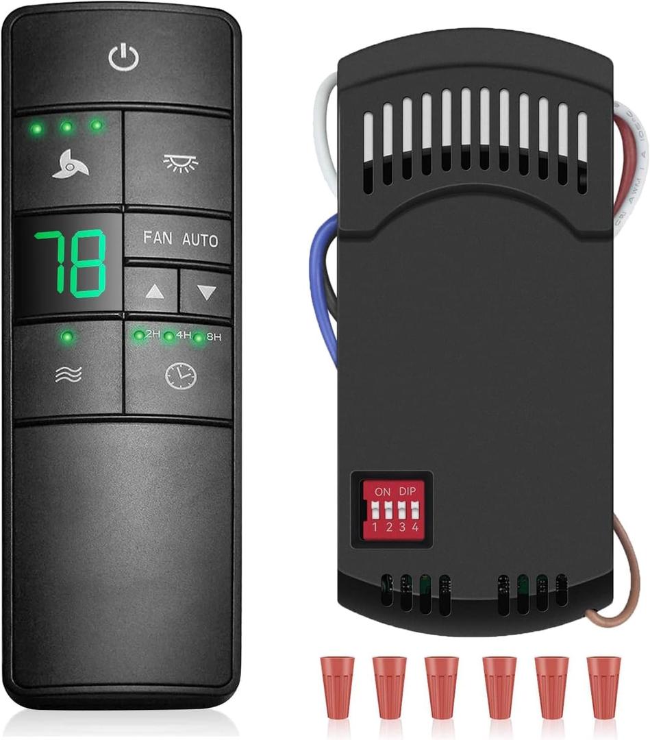 Universal Ceiling Fan Remote Control Kit Replacement for Hampton Bay Home Decorators Collection Hunter Harbor Breeze, 3-Speed Timer Light Dimmer Thermostatic Control, 2AAZPHD3/HD3 KUJCE10320/TR222A