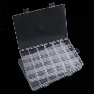 2 x 2pcs 24 Grids Clear Plastic Organizer Box Fixed Compartment Storage Container for Craft, Beads, Jewelry, Small Parts, 7.4X5.1X0.86 INCH
