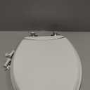 Mayfair Bennett Toilet Seat with Brushed Nickel Hinges, Slow Close Wood Seat, Secure Metal Hinges, Easy Install, Elongated, White