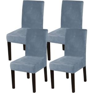 Turquoize Chair Covers for Dining Room Chair Covers Velvet Removable Kitchen Chair Covers Set of 4 Parson Chair Slipcover Chair Seat Covers for Dining Room, Hotel, Ceremony (4, Stone Blue)