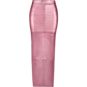 Long Skirts for Women Trendy High Waisted A Line Business Casual Leather Maxi Skirt with Slit Dressy (Pink, XXL)