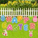 WorldBazaar 15 Pcs Happy Easter Signs With Stakes Easter Decorations Outdoor Waterproof Yard Decor For Garden Wall Tree Pathway Walkway